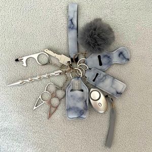 🤍Grey Marble Safety Keychain Set🤍